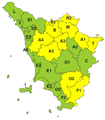Zone di allerta della Toscana