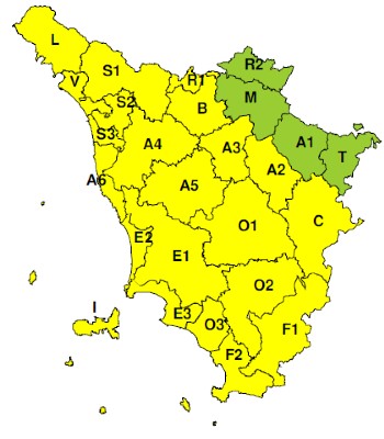 Zone di allerta della Toscana