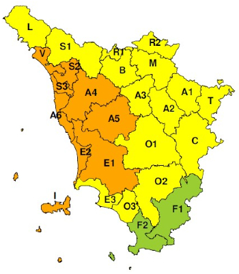 Zone di allerta della Toscana