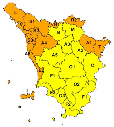 Zone di allerta della Toscana