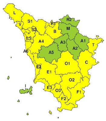Zone di allerta della Toscana