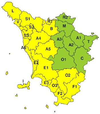 Zone di allerta della Toscana