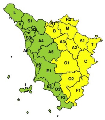 Zone di allerta della Toscana