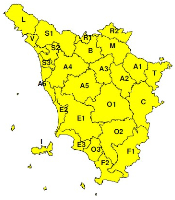 Zone di allerta della Toscana